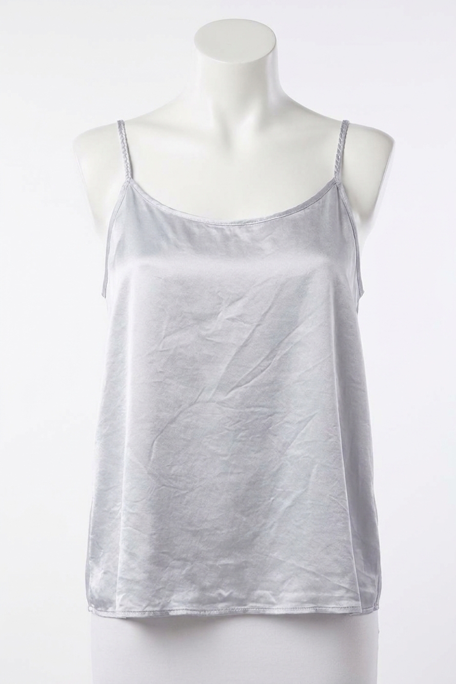 NEW PJ HARLOW daisy satin tank with braided straps & elastic back in lavender